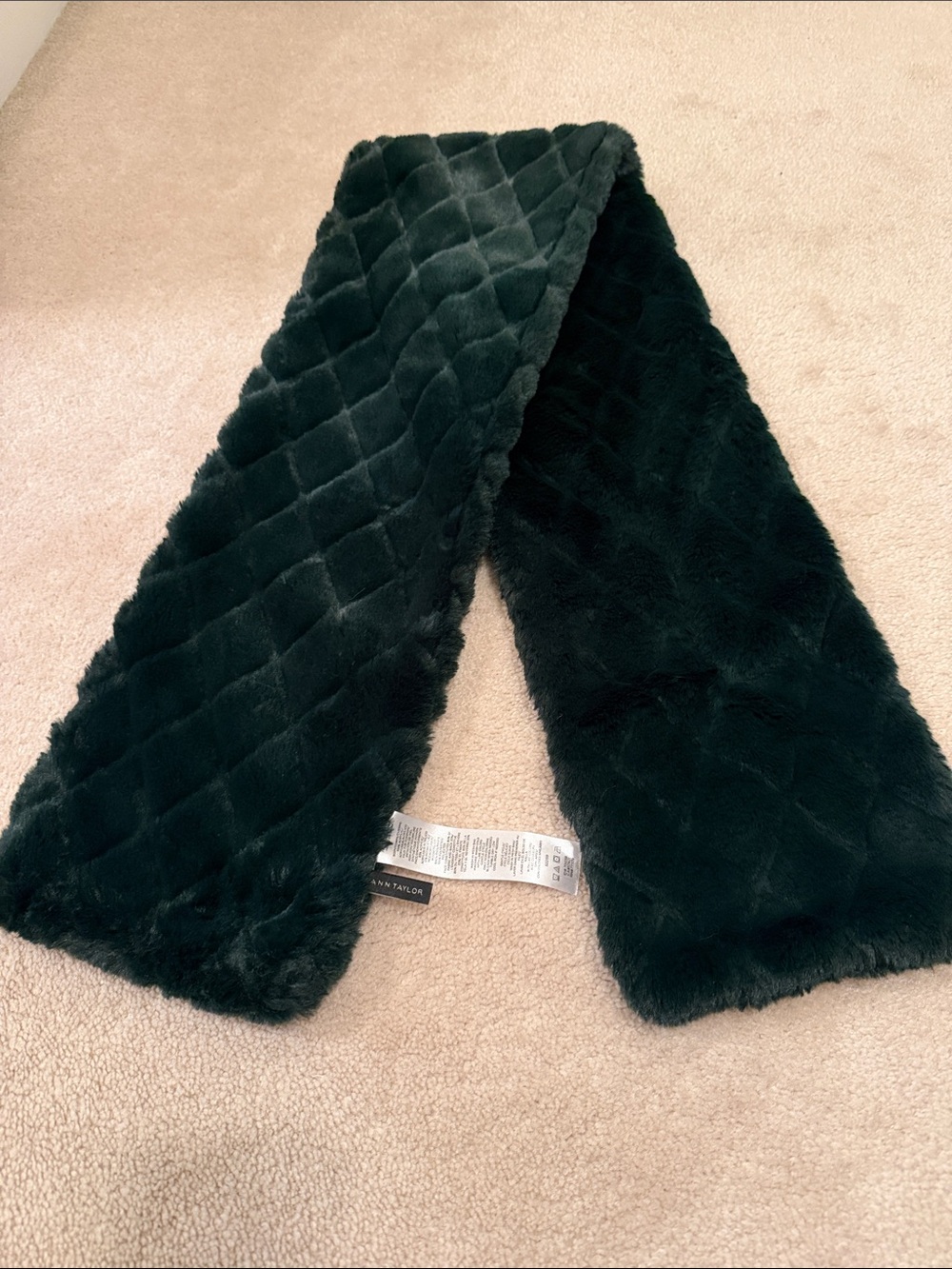 Ann Taylor Dark Green Faux Fur Scarf